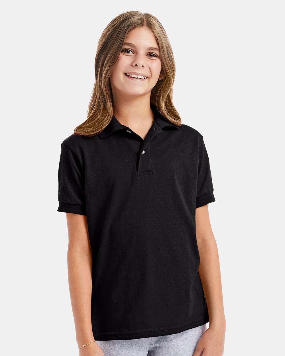 Hanes-054Y-Youth Ecosmart® Jersey Polo - Image 4