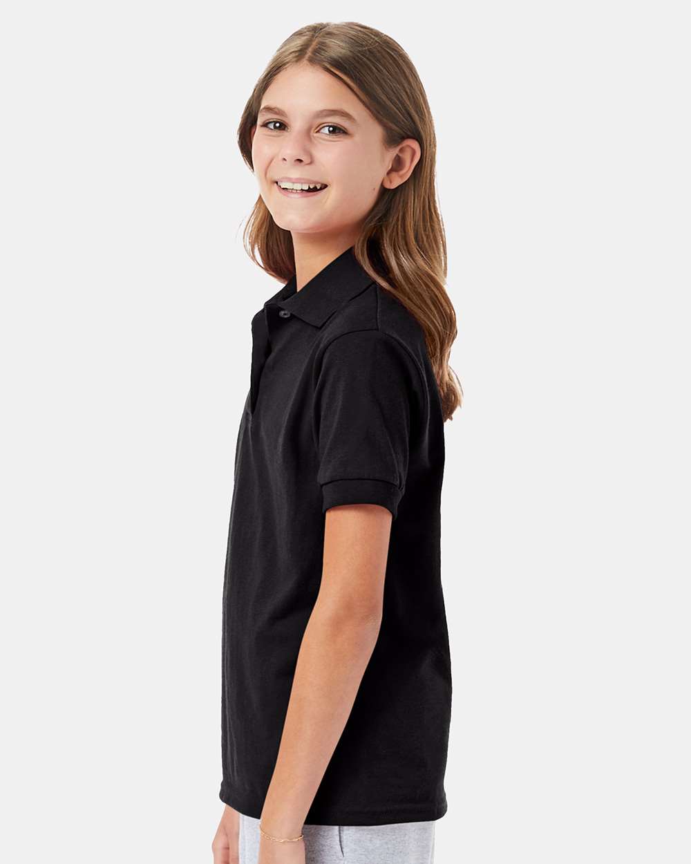 Hanes-054Y-Youth Ecosmart® Jersey Polo - Image 5