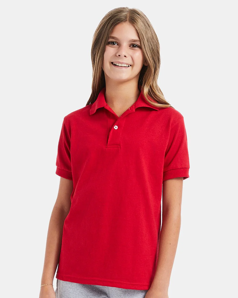 Hanes-054Y-Youth Ecosmart® Jersey Polo - Image 7