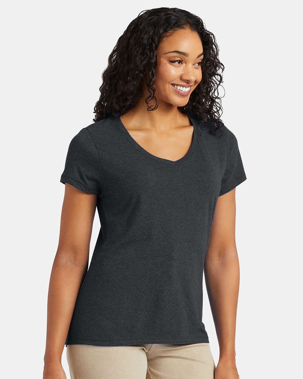Hanes-42VT-Perfect-T Women’s Triblend V-Neck T-Shirt - Image 39