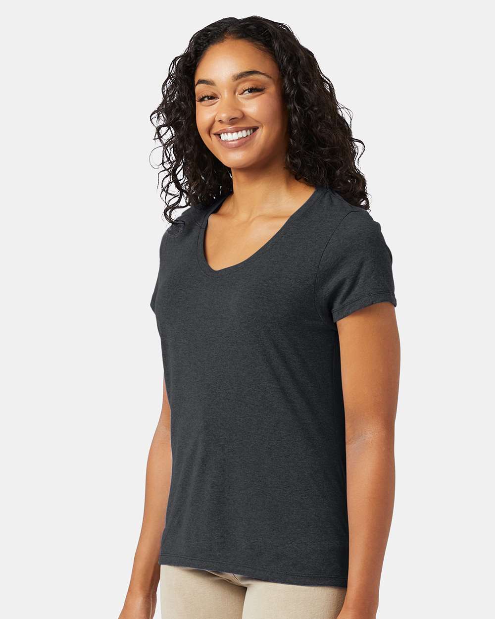 Hanes-42VT-Perfect-T Women’s Triblend V-Neck T-Shirt - Image 40