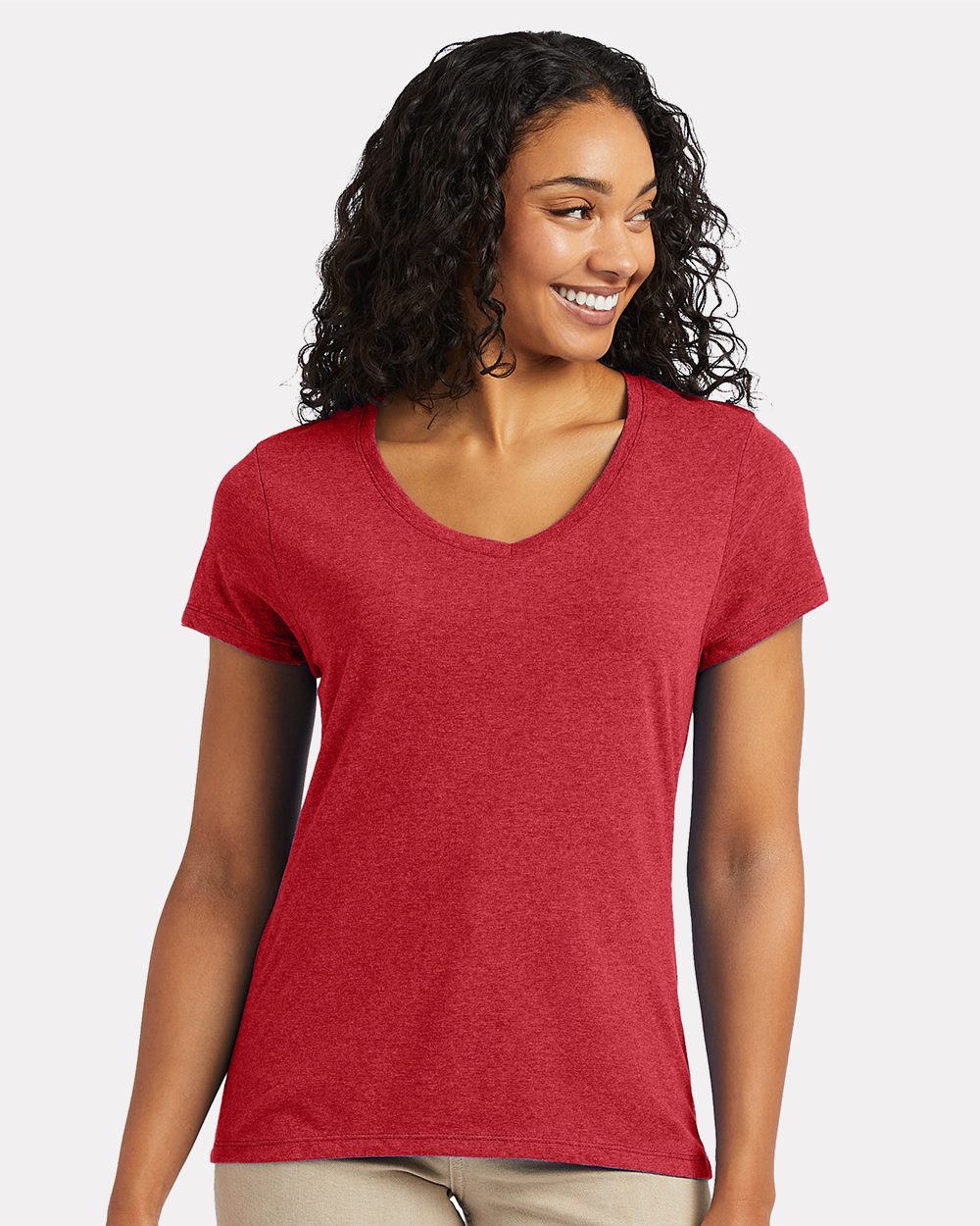Hanes-42VT-Perfect-T Women’s Triblend V-Neck T-Shirt - Image 7