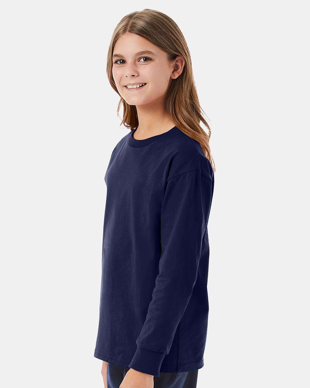 Hanes-5546-Authentic Youth Long Sleeve T-Shirt - Image 12