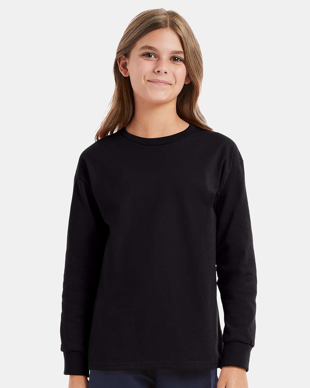 Hanes-5546-Authentic Youth Long Sleeve T-Shirt - Image 4