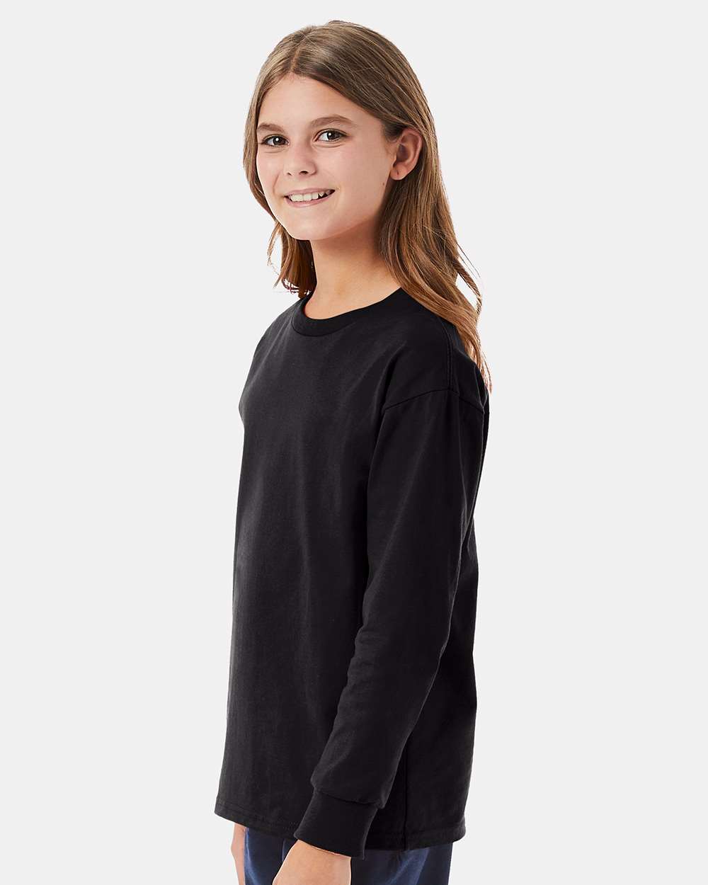 Hanes-5546-Authentic Youth Long Sleeve T-Shirt - Image 5