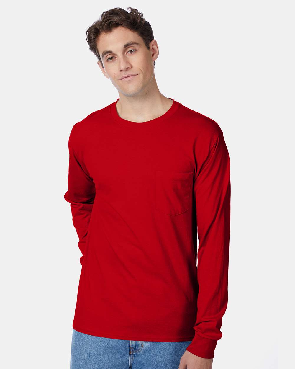 Hanes-5596-Authentic Long Sleeve Pocket T-Shirt - Image 11