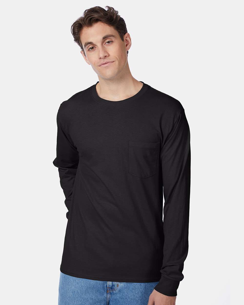 Hanes-5596-Authentic Long Sleeve Pocket T-Shirt - Image 4