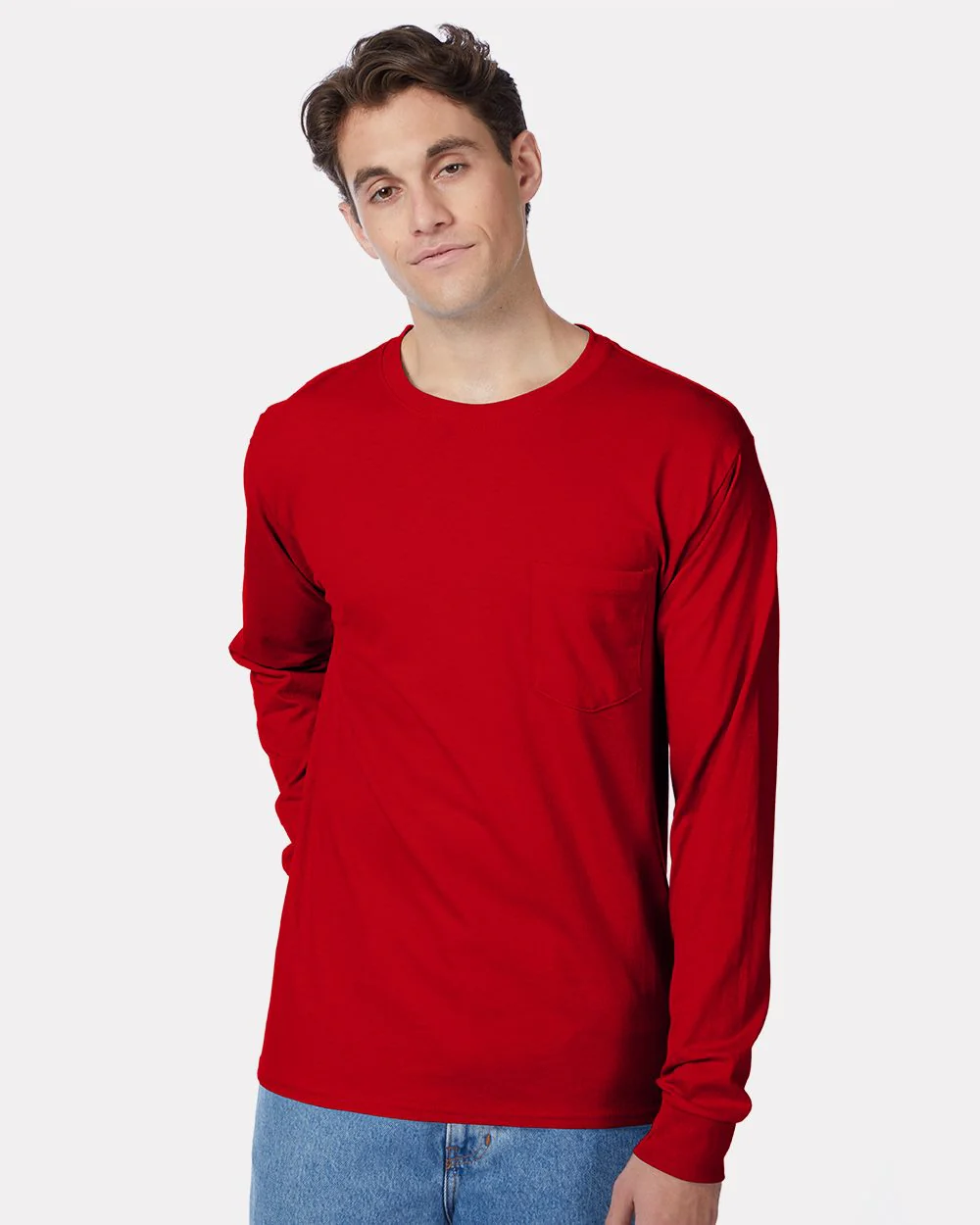 Hanes-5596-Authentic Long Sleeve Pocket T-Shirt - Image 7