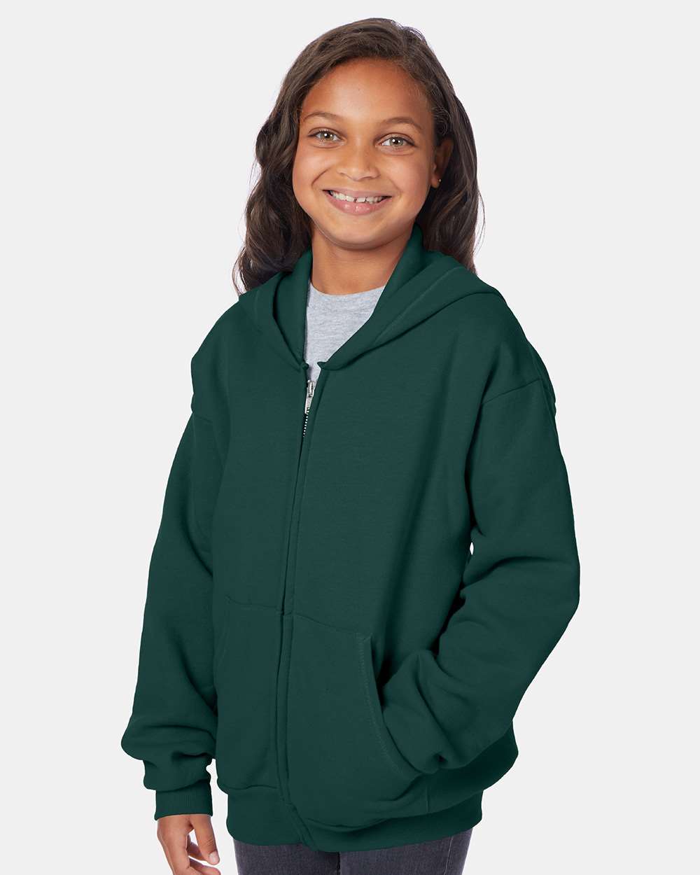 Hanes-P480-EcoSmart® Youth Full-Zip Hooded Sweatshirt - Image 10