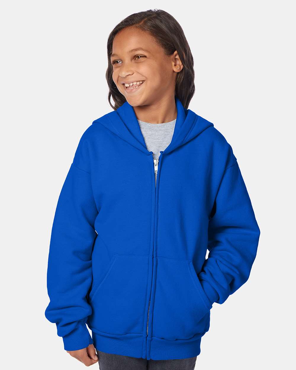 Hanes-P480-EcoSmart® Youth Full-Zip Hooded Sweatshirt - Image 13