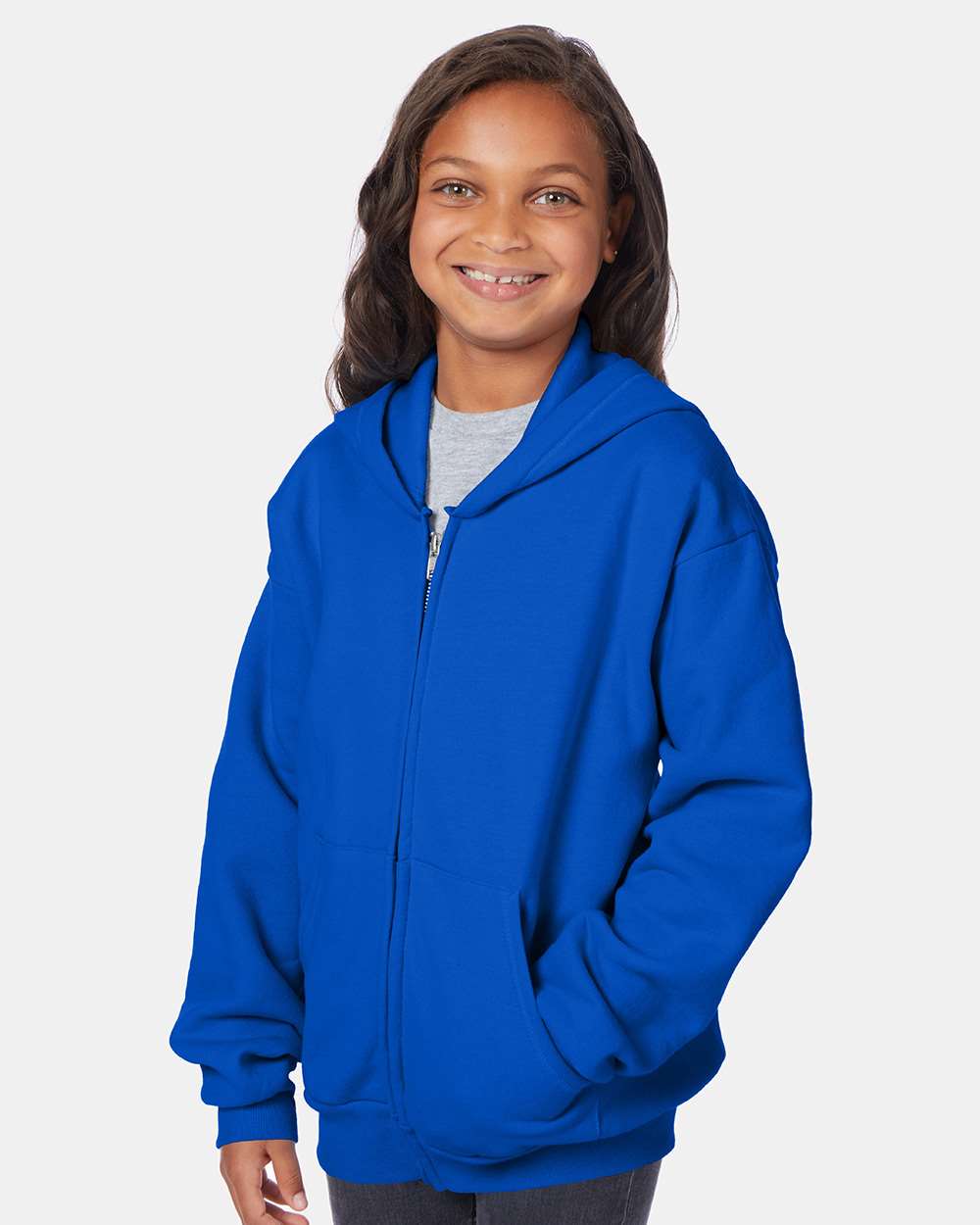 Hanes-P480-EcoSmart® Youth Full-Zip Hooded Sweatshirt - Image 14