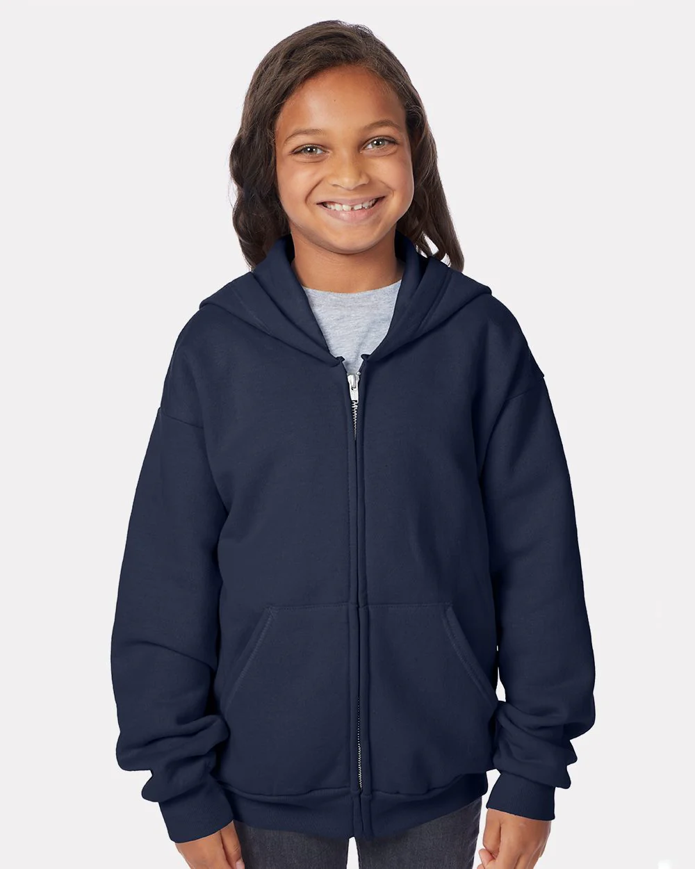 Hanes-P480-EcoSmart® Youth Full-Zip Hooded Sweatshirt - Image 7