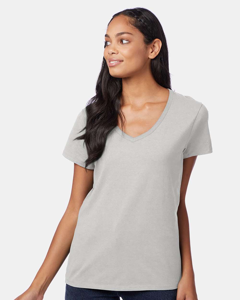 Hanes-S04V-Perfect-T Women’s V-Neck T-Shirt - Image 2