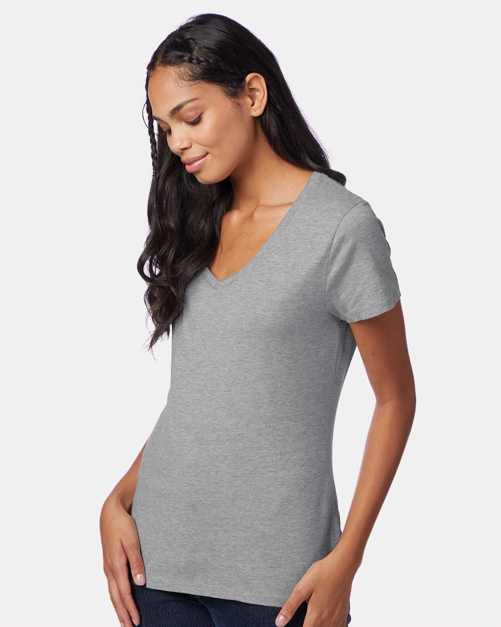 Hanes-S04V-Perfect-T Women’s V-Neck T-Shirt - Image 36