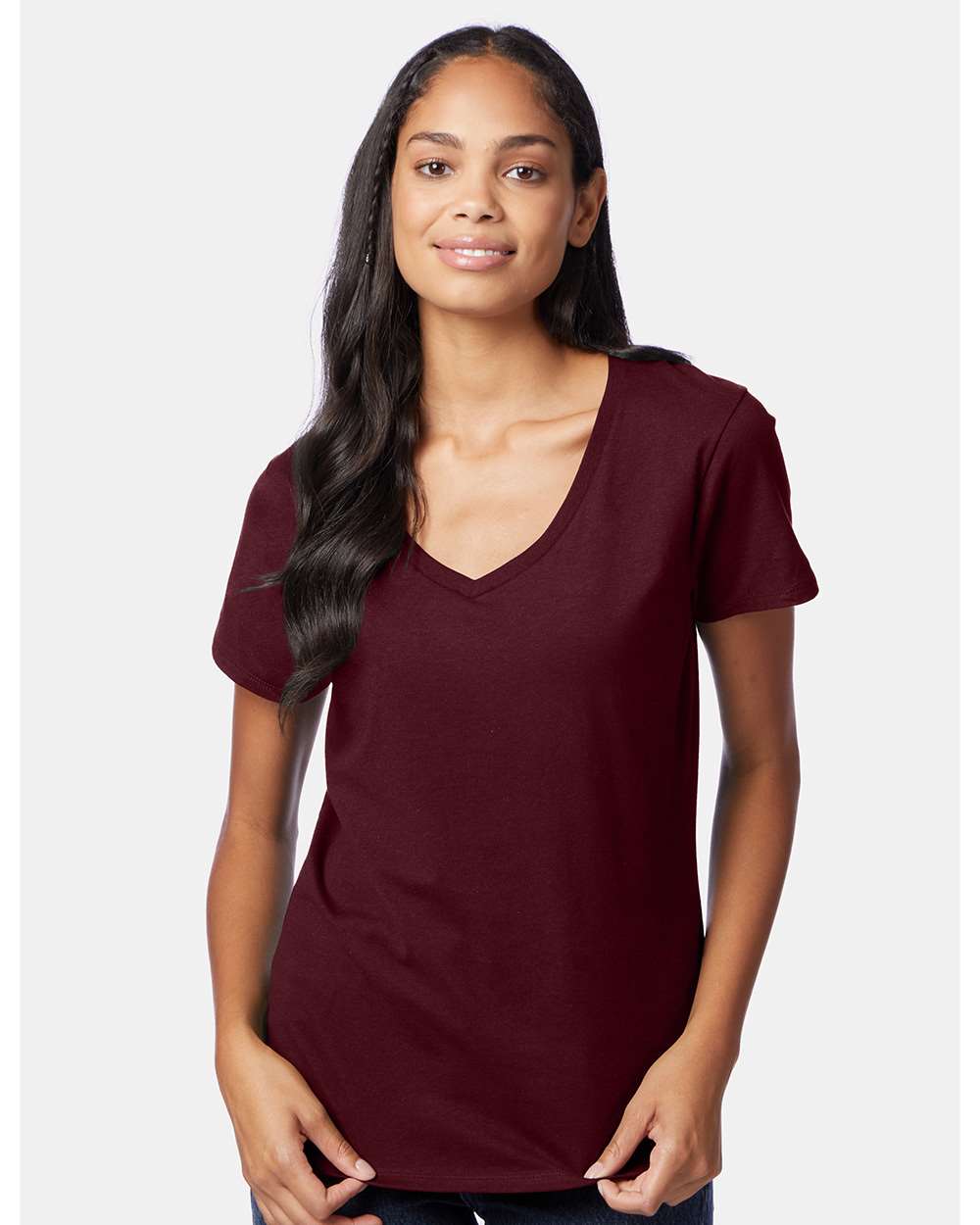 Hanes-S04V-Perfect-T Women’s V-Neck T-Shirt - Image 41