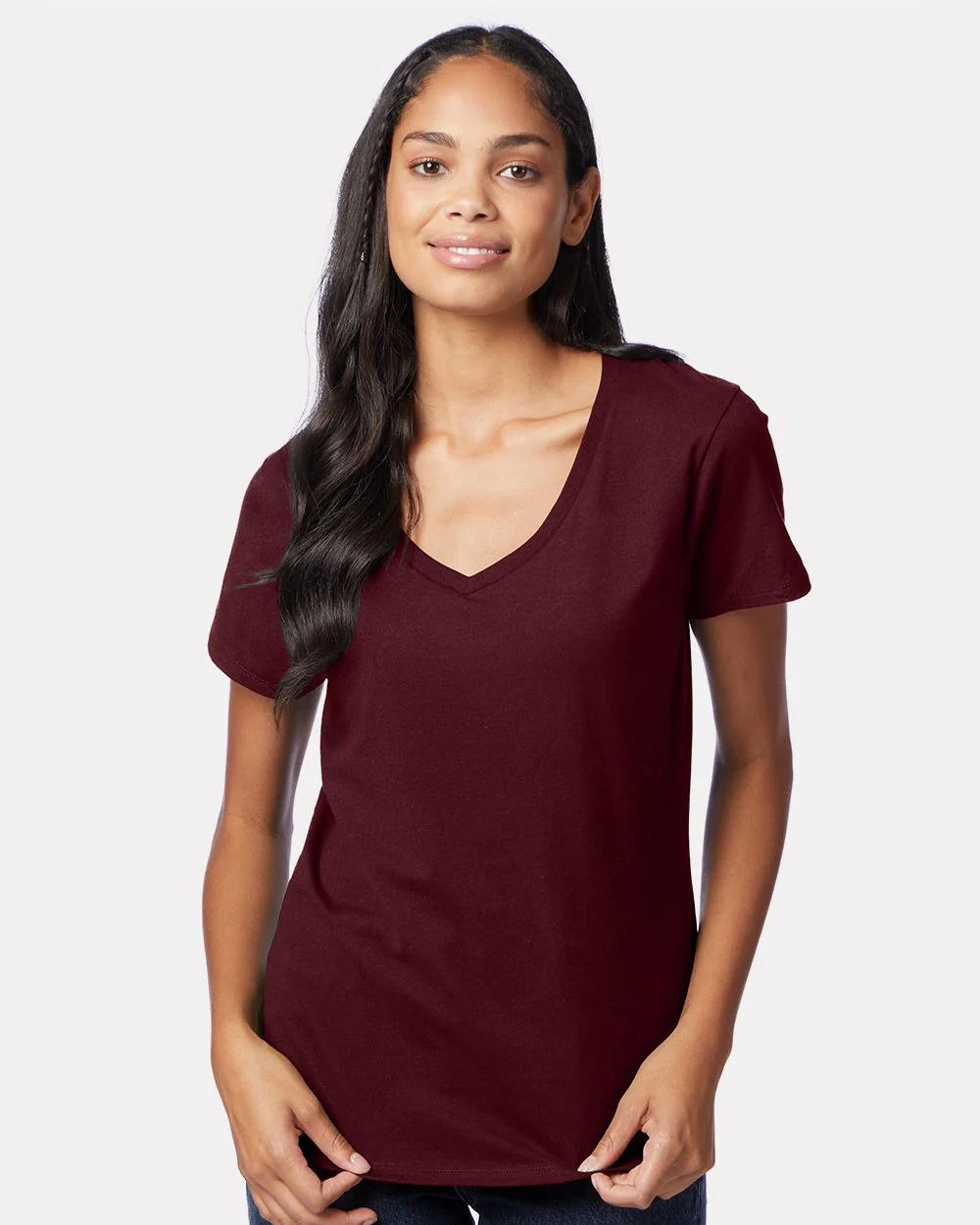 Hanes-S04V-Perfect-T Women’s V-Neck T-Shirt - Image 5