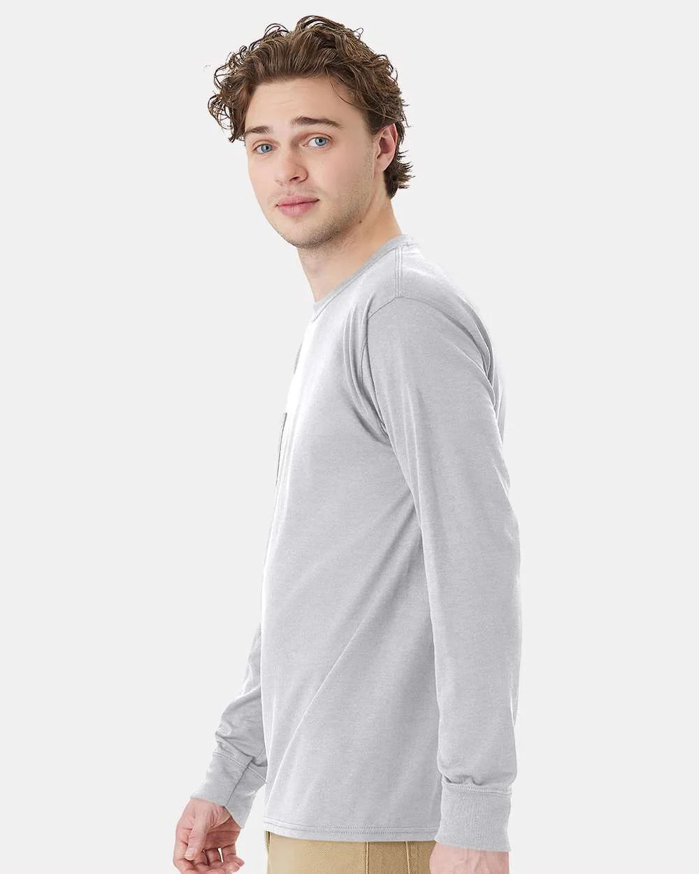 Hanes-W120-Workwear Long Sleeve Pocket T-Shirt - Image 12