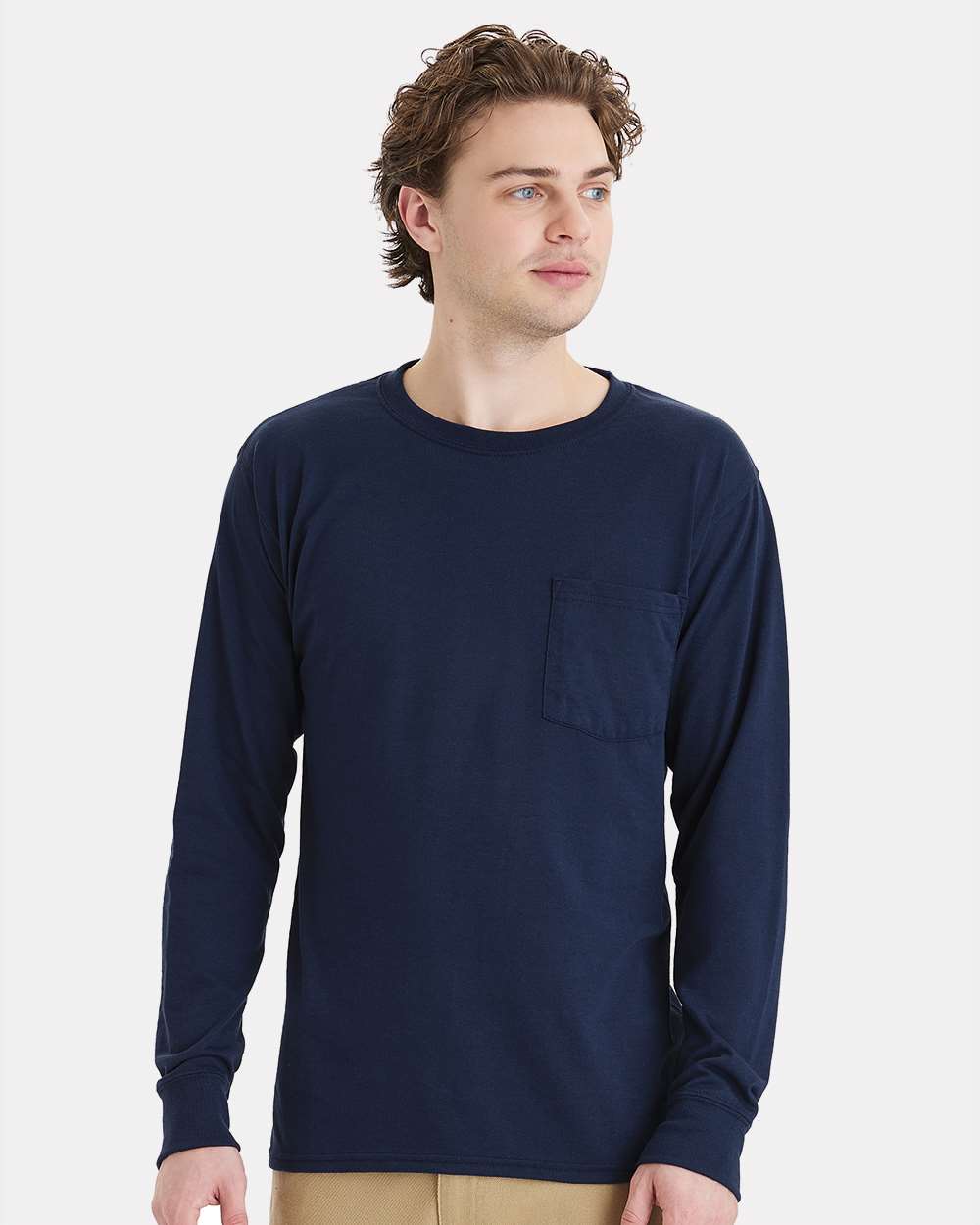 Hanes-W120-Workwear Long Sleeve Pocket T-Shirt - Image 17