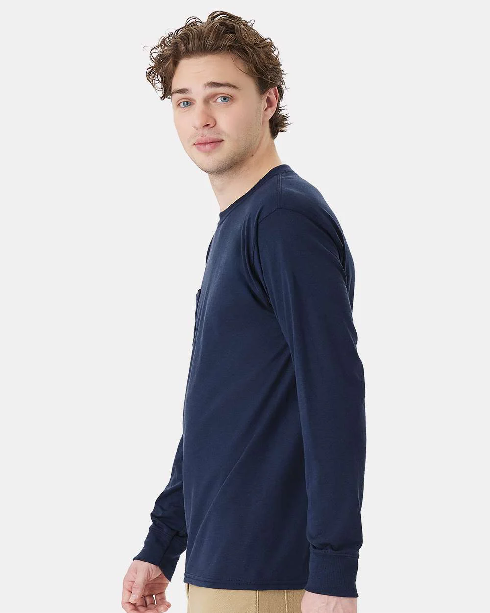 Hanes-W120-Workwear Long Sleeve Pocket T-Shirt - Image 18