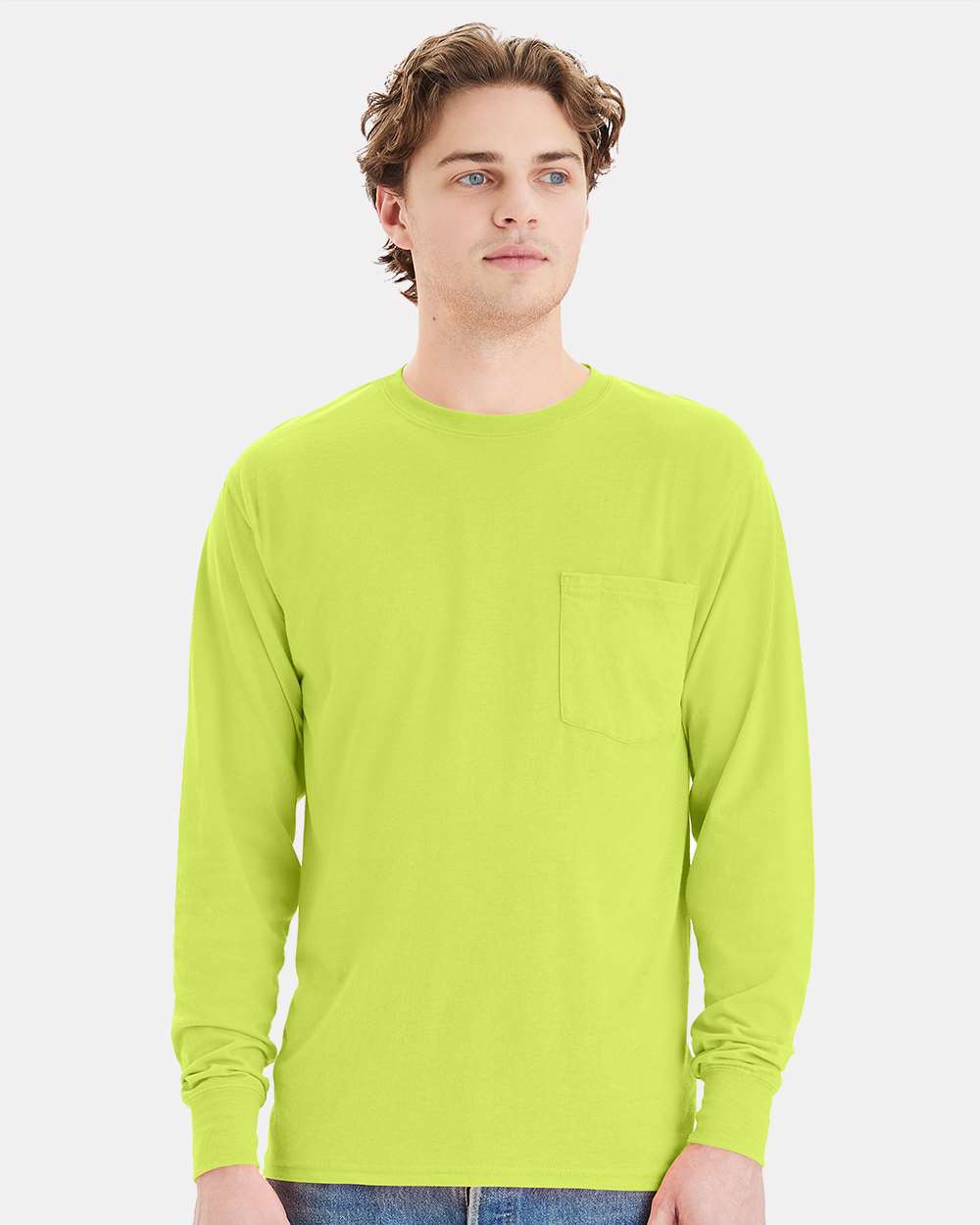 Hanes-W120-Workwear Long Sleeve Pocket T-Shirt - Image 23