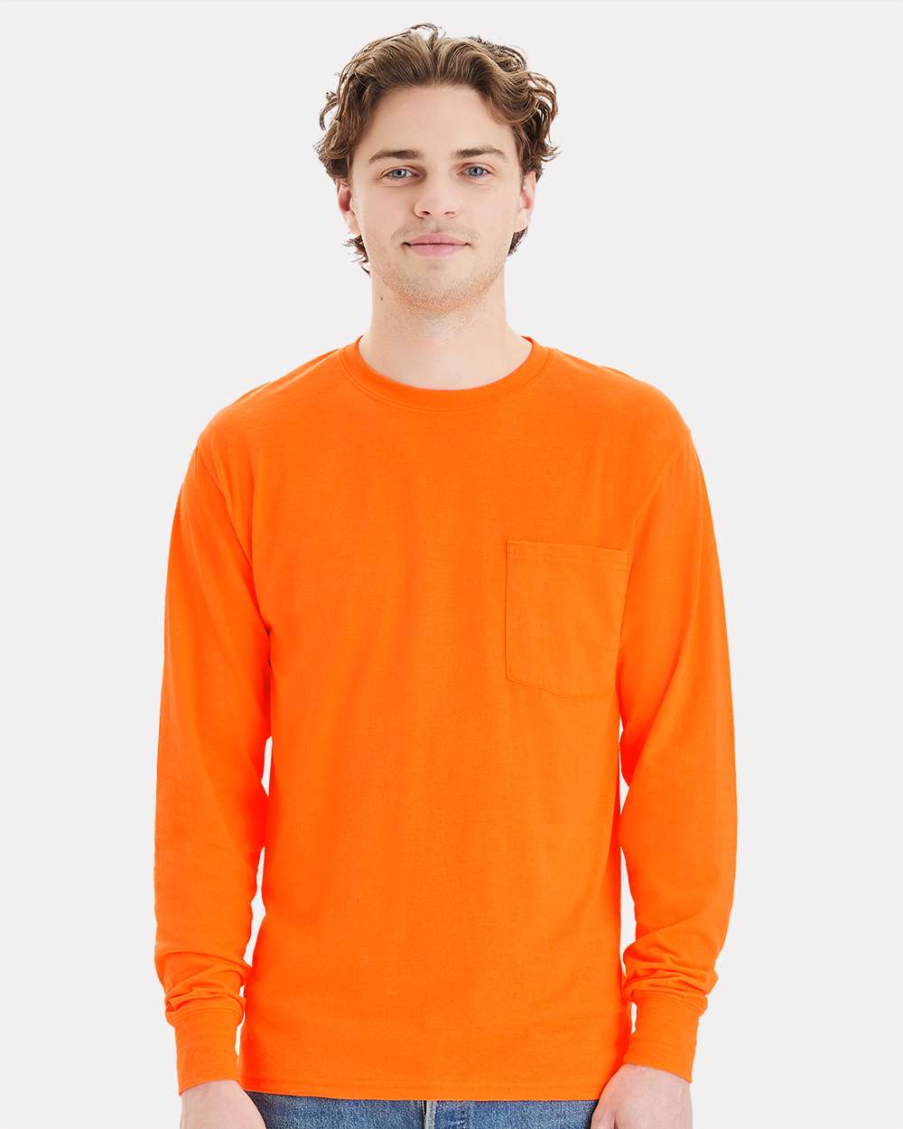 Hanes-W120-Workwear Long Sleeve Pocket T-Shirt - Image 29