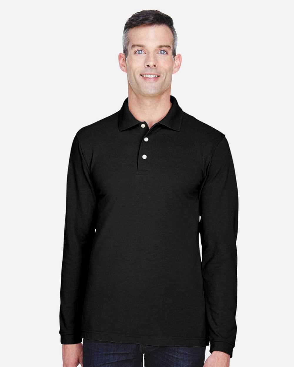 Harriton-M265L-Men's Easy Blend™ Long Sleeve Polo - Image 3