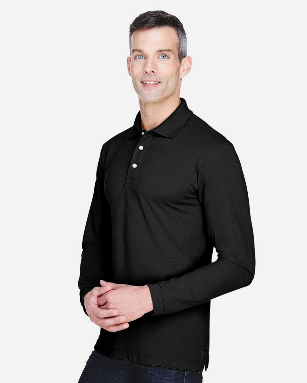 Harriton-M265L-Men's Easy Blend™ Long Sleeve Polo - Image 4