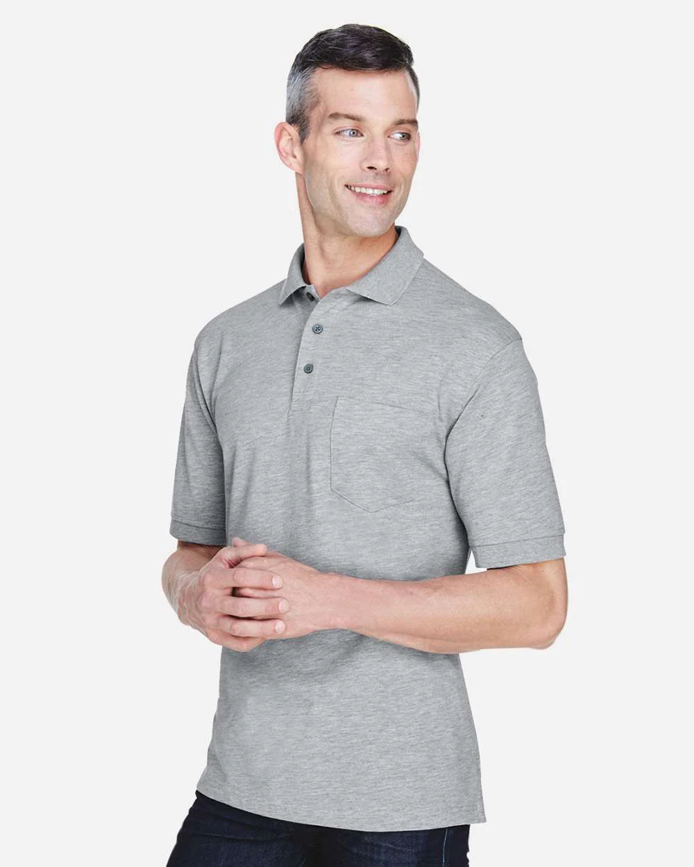 Harriton-M265P-Men's Easy Blend™ Polo with Pocket - Image 10