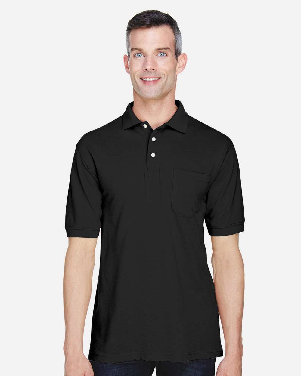 Harriton-M265P-Men's Easy Blend™ Polo with Pocket - Image 3