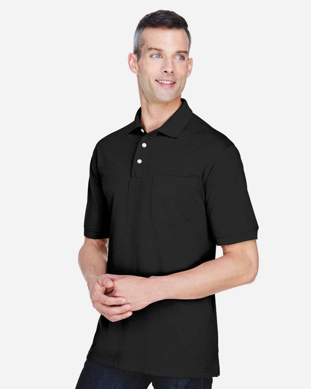 Harriton-M265P-Men's Easy Blend™ Polo with Pocket - Image 4