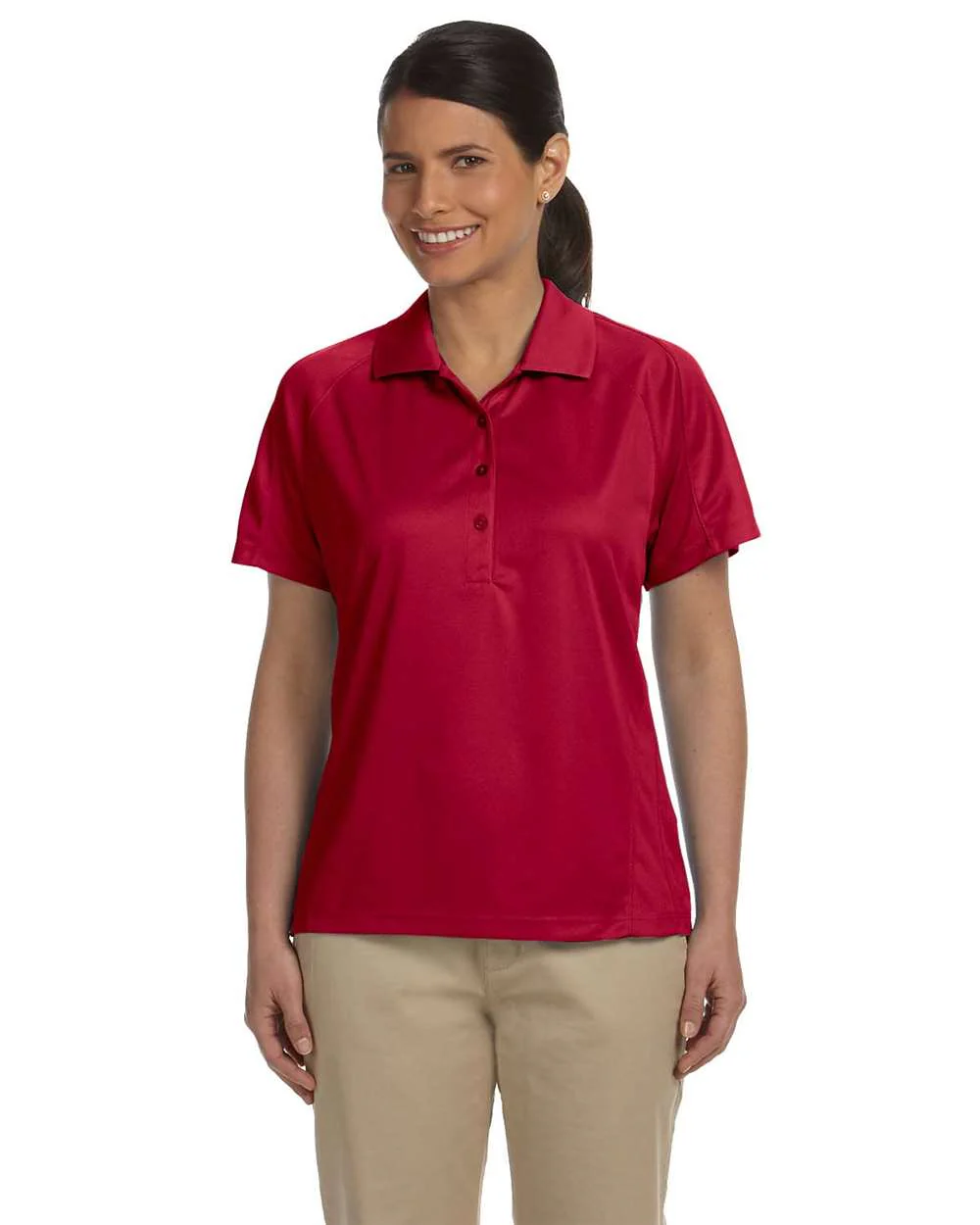 Harriton-M374W-Women's Polytech Mesh Insert Polo - Image 2