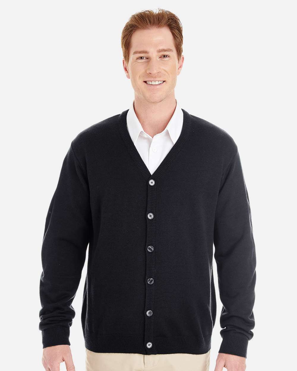 Harriton-M425-Men's Pilbloc™ V-Neck Button Cardigan Sweater - Image 2