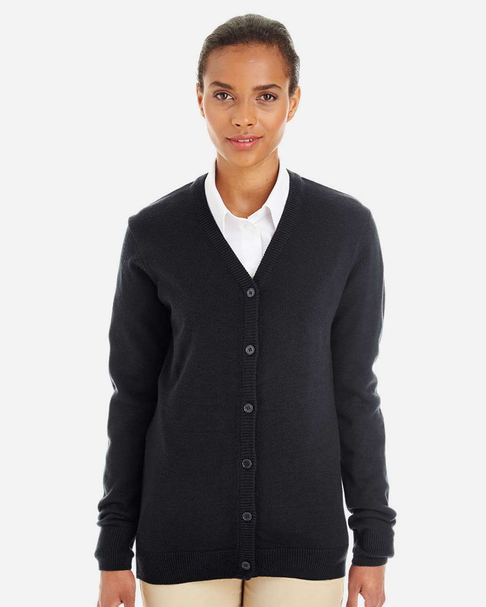 Harriton-M425W-Women's Pilbloc V-Neck Button Cardigan Sweater - Image 2