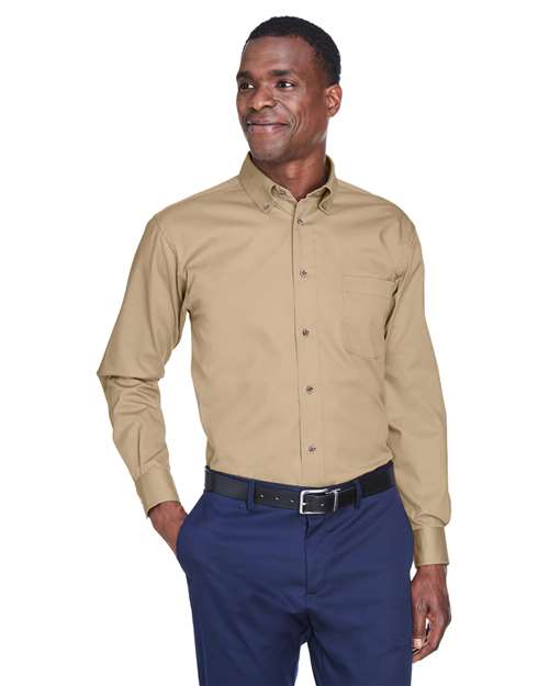 Harriton-M500-Men's Easy Blend™ Long Sleeve Twill Shirt - Image 104