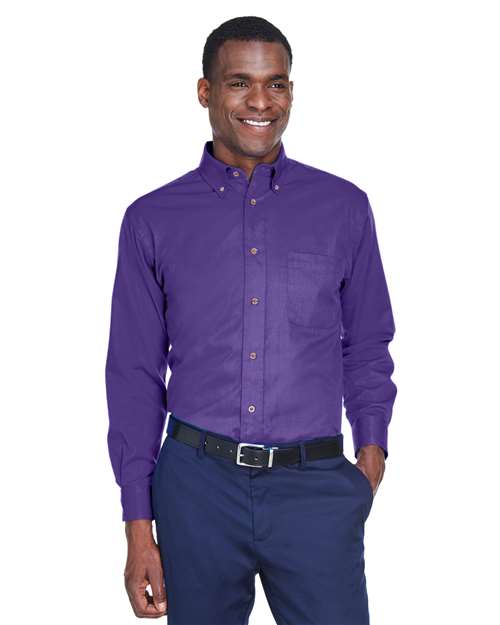 Harriton-M500-Men's Easy Blend™ Long Sleeve Twill Shirt - Image 113