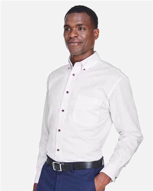 Harriton-M500-Men's Easy Blend™ Long Sleeve Twill Shirt - Image 117