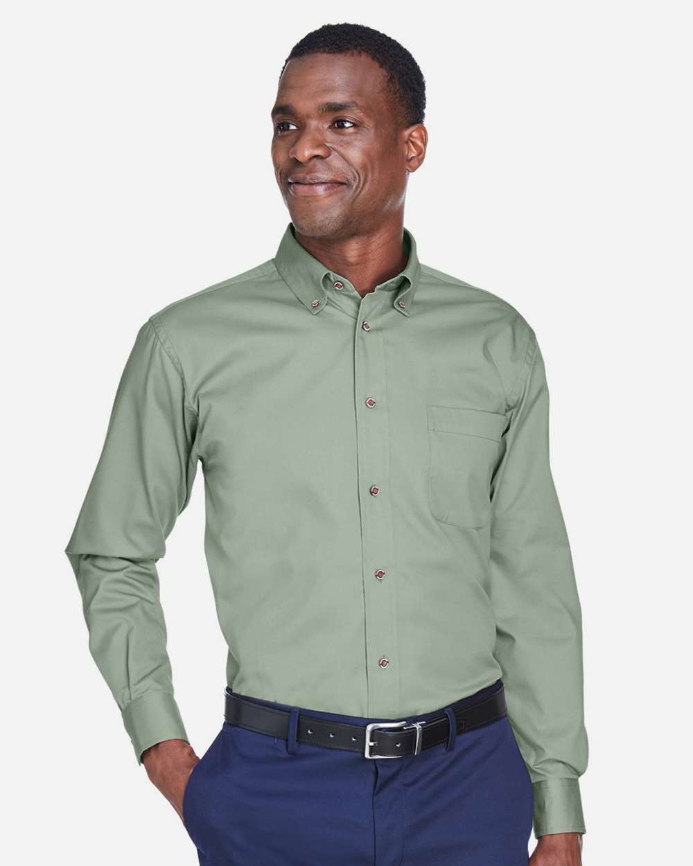 Harriton-M500-Men's Easy Blend™ Long Sleeve Twill Shirt - Image 14