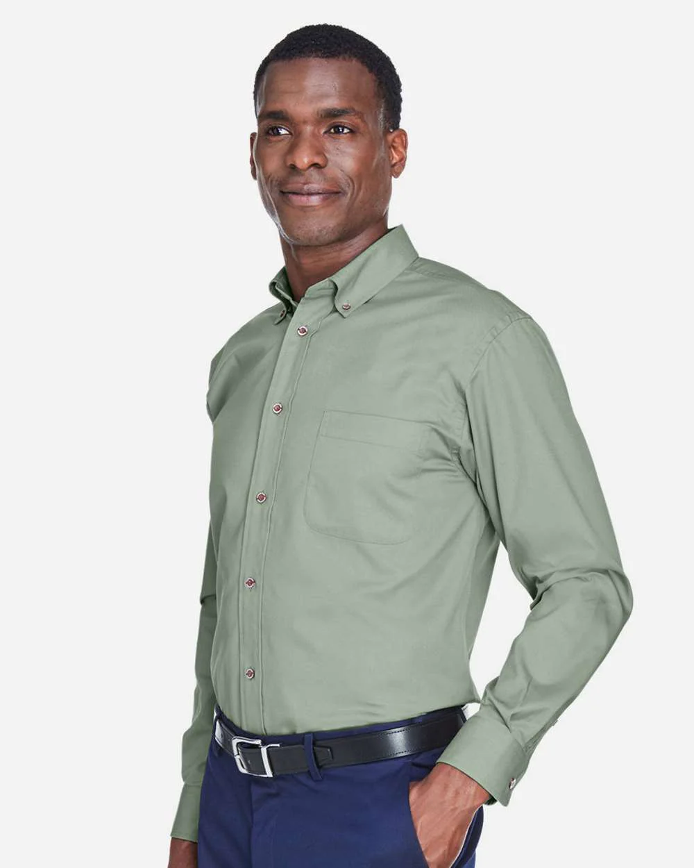 Harriton-M500-Men's Easy Blend™ Long Sleeve Twill Shirt - Image 15