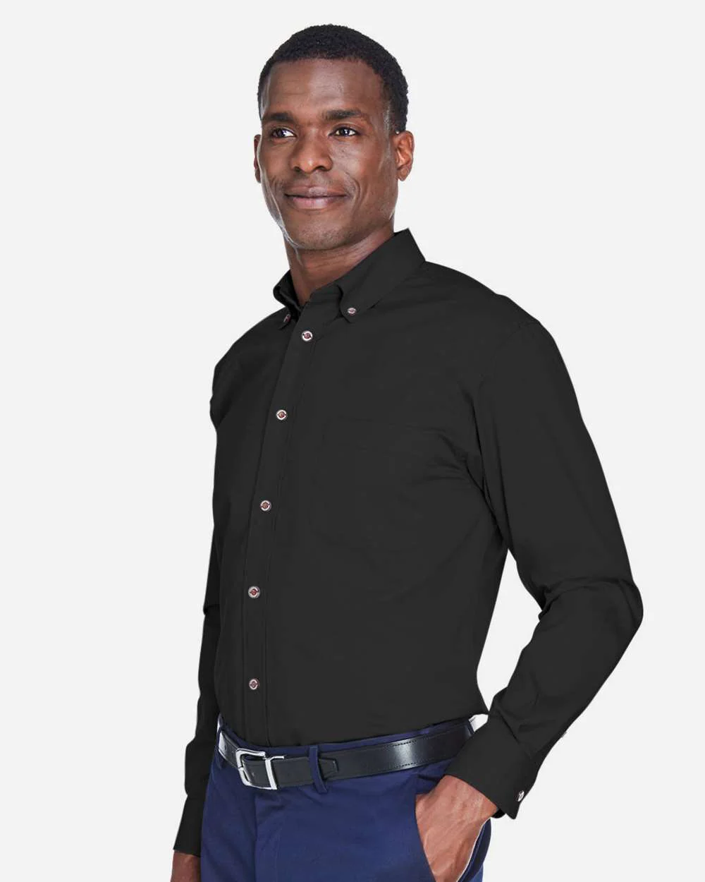 Harriton-M500-Men's Easy Blend™ Long Sleeve Twill Shirt - Image 4