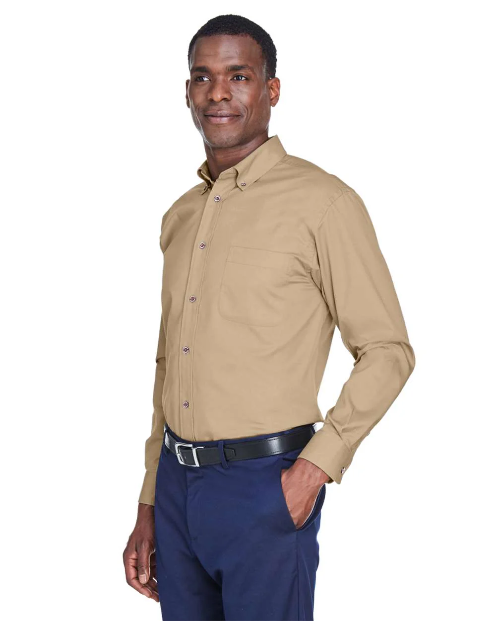 Harriton-M500-Men's Easy Blend™ Long Sleeve Twill Shirt - Image 50