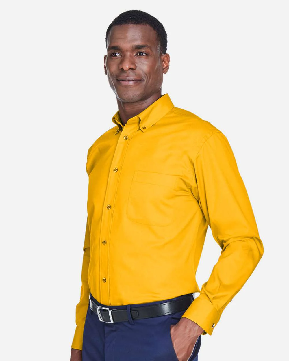 Harriton-M500-Men's Easy Blend™ Long Sleeve Twill Shirt - Image 55