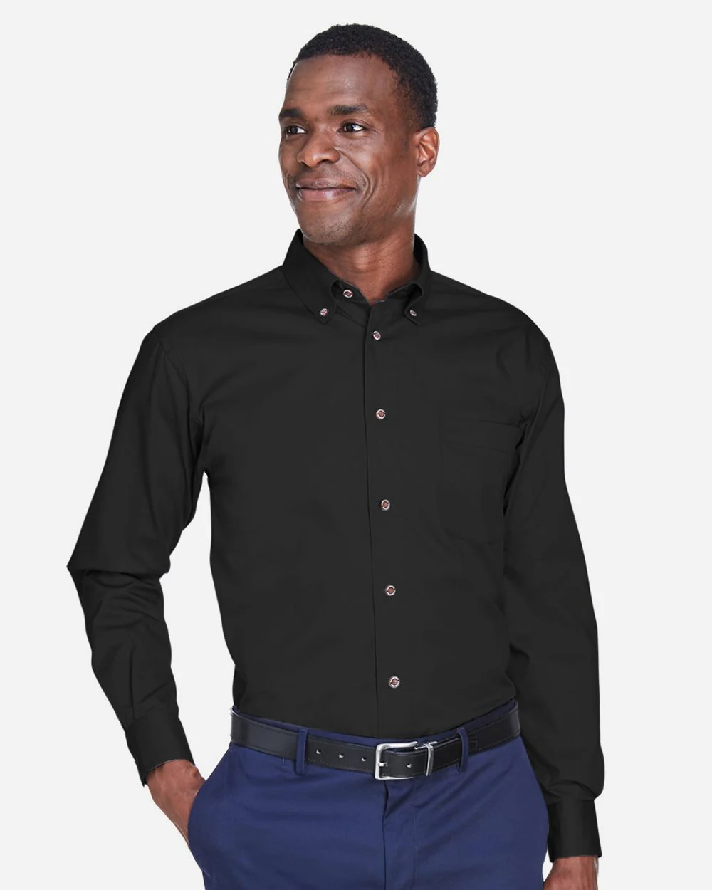 Harriton-M500-Men's Easy Blend™ Long Sleeve Twill Shirt - Image 6