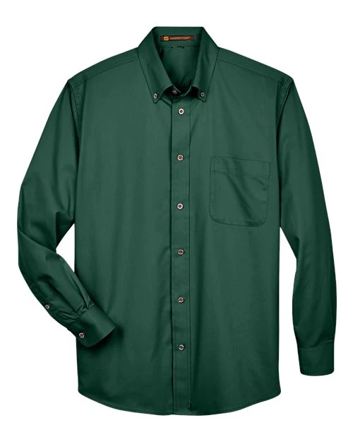 Harriton-M500-Men's Easy Blend™ Long Sleeve Twill Shirt - Image 80