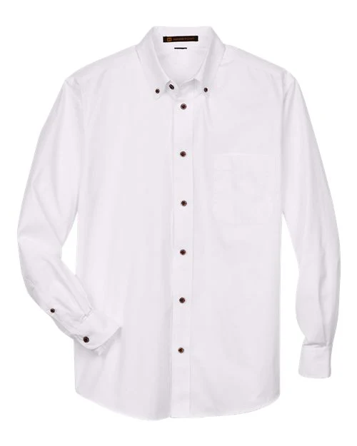 Harriton-M500-Men's Easy Blend™ Long Sleeve Twill Shirt - Image 87
