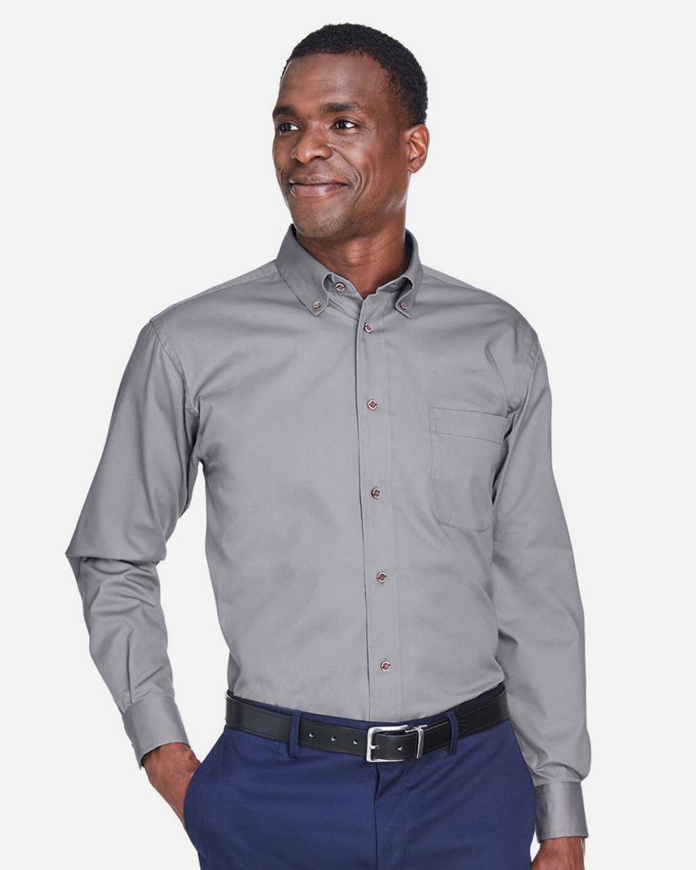 Harriton-M500-Men's Easy Blend™ Long Sleeve Twill Shirt - Image 9