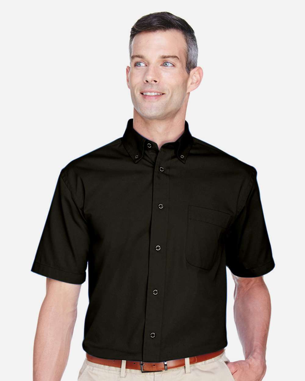 Harriton-M500S-Men's Easy Blend™ Twill Dress Shirt with Stain-Release - Image 3