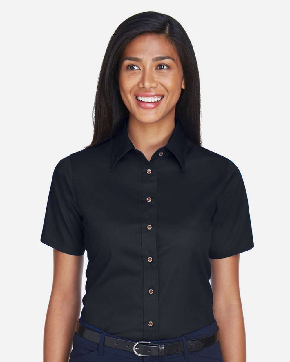 Harriton-M500SW-Women's Easy Blend™ Short Sleeve Twill Dress Shirt with Stain-Release - Image 3