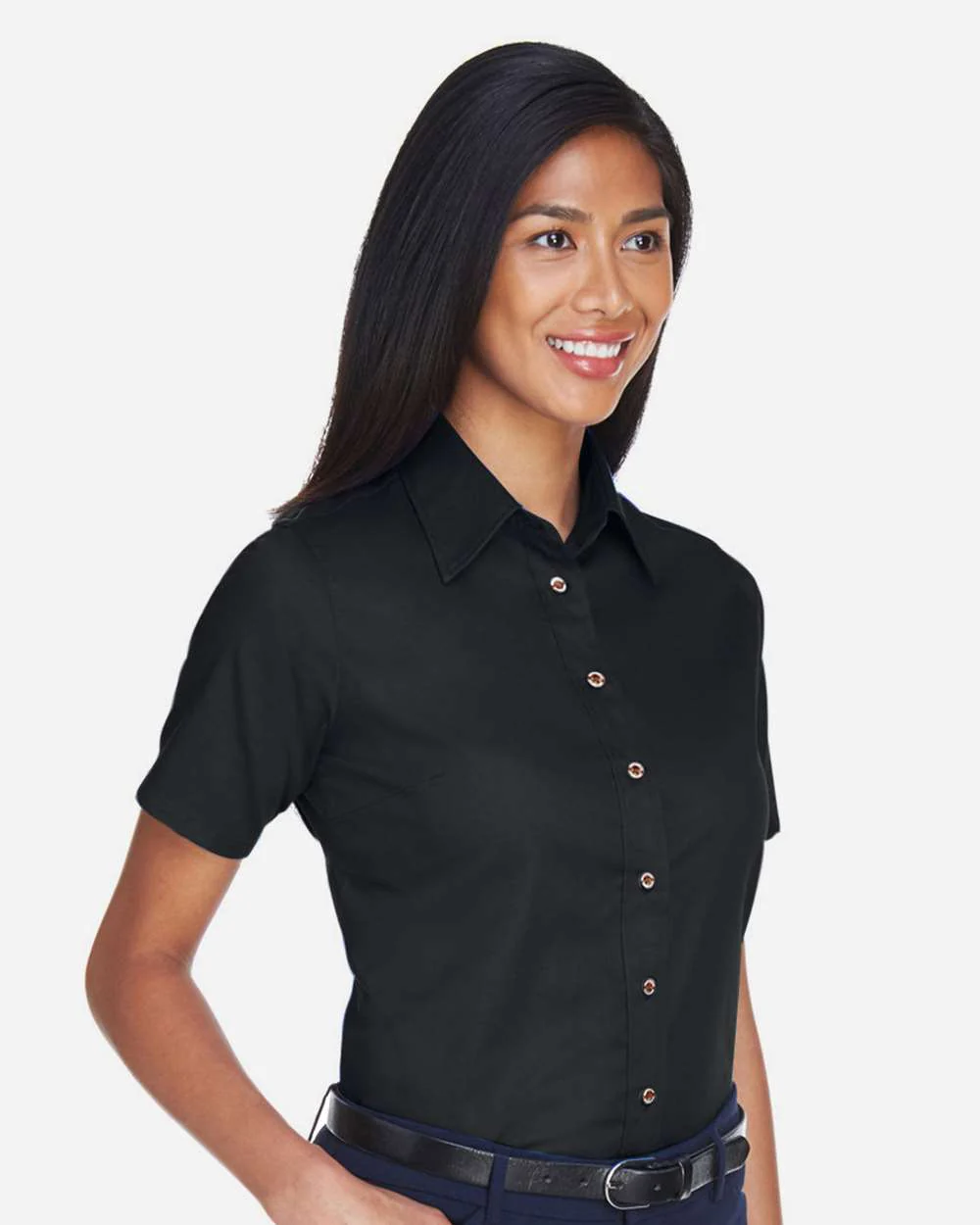 Harriton-M500SW-Women's Easy Blend™ Short Sleeve Twill Dress Shirt with Stain-Release - Image 4