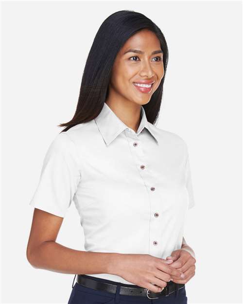 Harriton-M500SW-Women's Easy Blend™ Short Sleeve Twill Dress Shirt with Stain-Release - Image 44