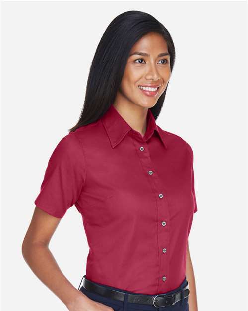 Harriton-M500SW-Women's Easy Blend™ Short Sleeve Twill Dress Shirt with Stain-Release - Image 47